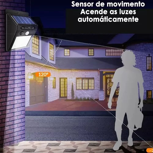 Luminaria Solar Luz Led Com Sensor De Presença Automático